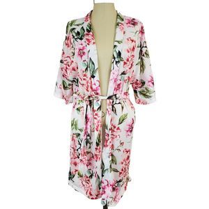 Show Me Your Mumu Floral Robe One Size Pink White Wedding Festival Beach